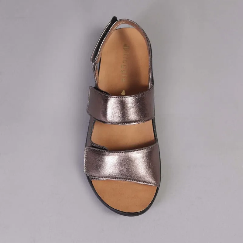 2-Strap Sandal with Removable Footbed in Lead Metallic - 12533