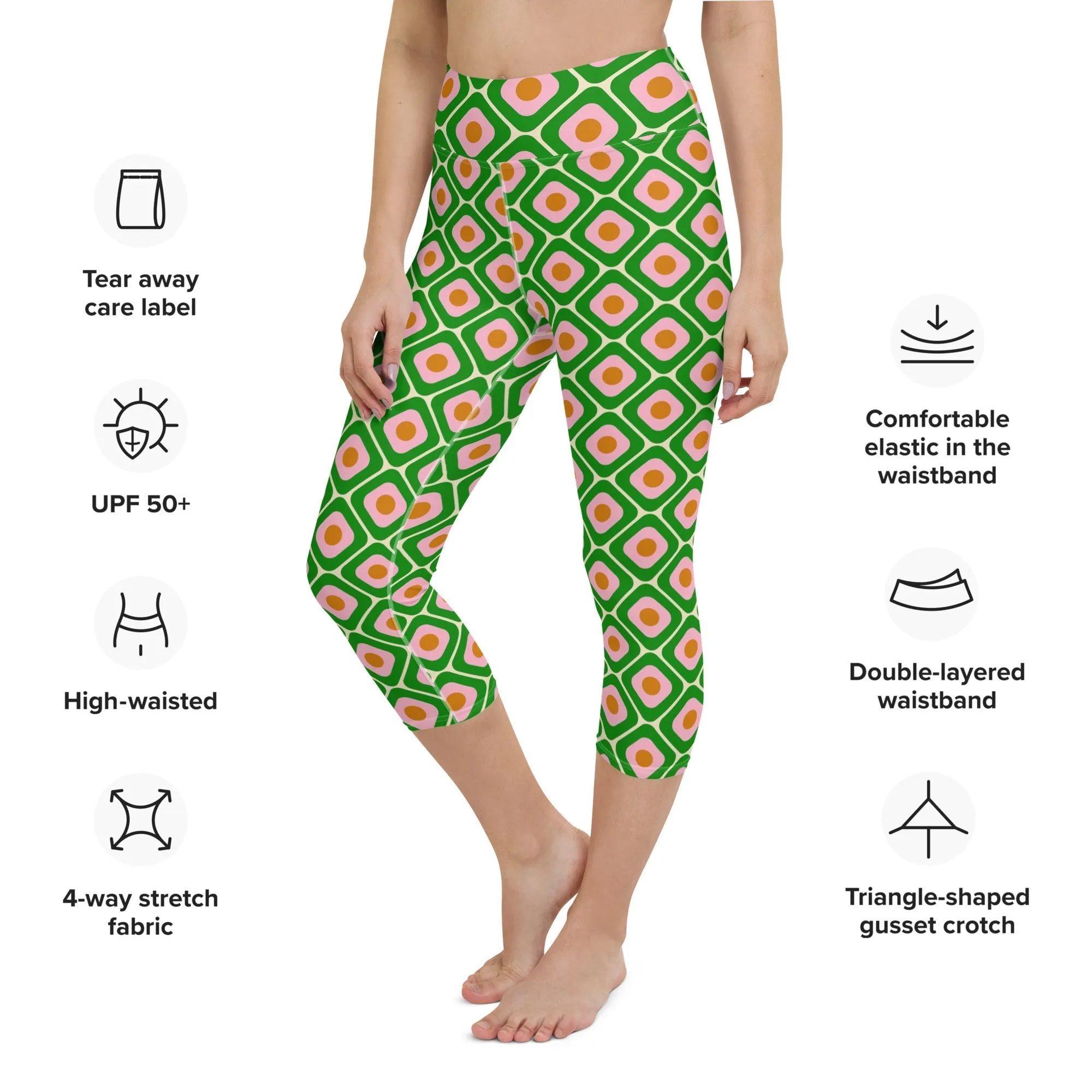 70s Retro Pattern Yoga Capris