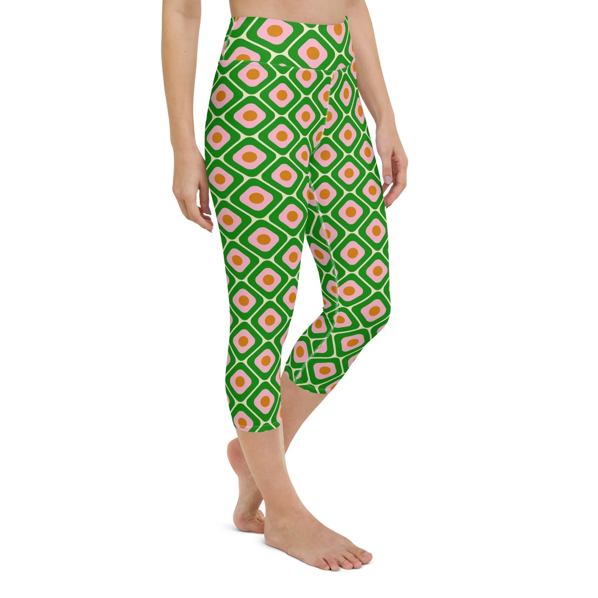 70s Retro Pattern Yoga Capris