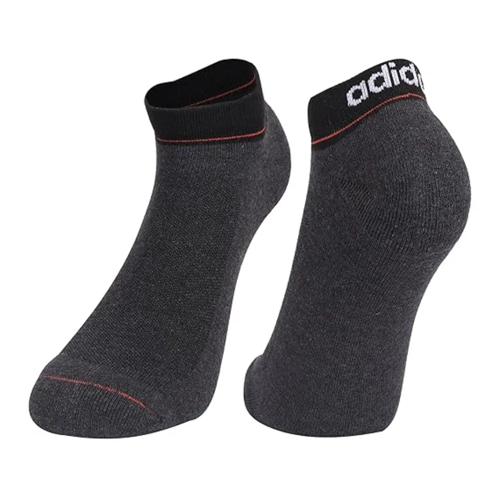 Adidas Men's Heel & Toe Cushion Low Cut Socks (Anthra Melange/Black)