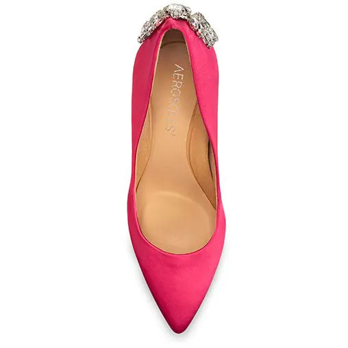 Aerosoles Pink Embellished Rhinestone Heel Slip On Pointy Toe Classic Pumps