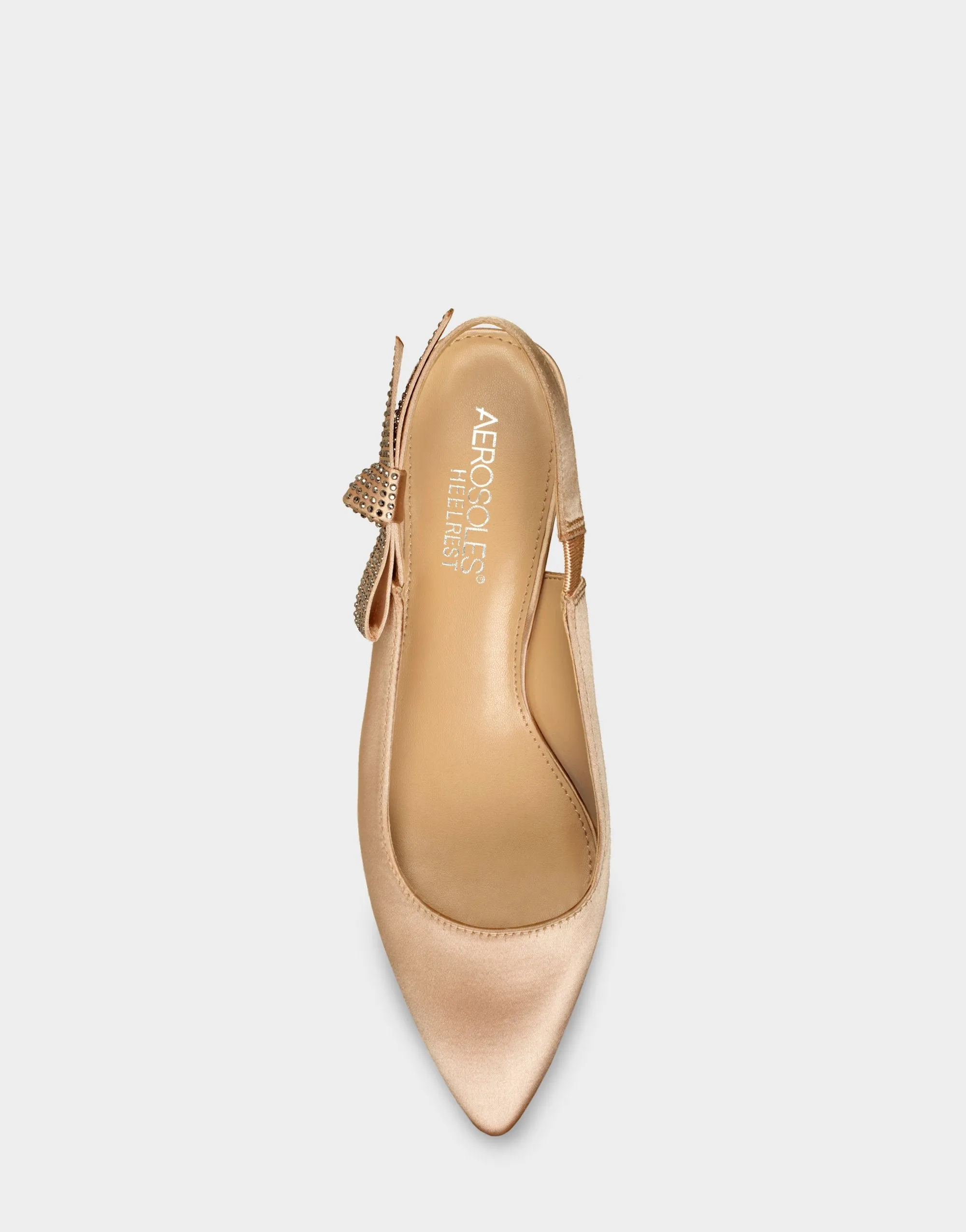 Aerosoles Women's Main Frame Pump Tan Nude Satin Pointed Toe Formal Pumps