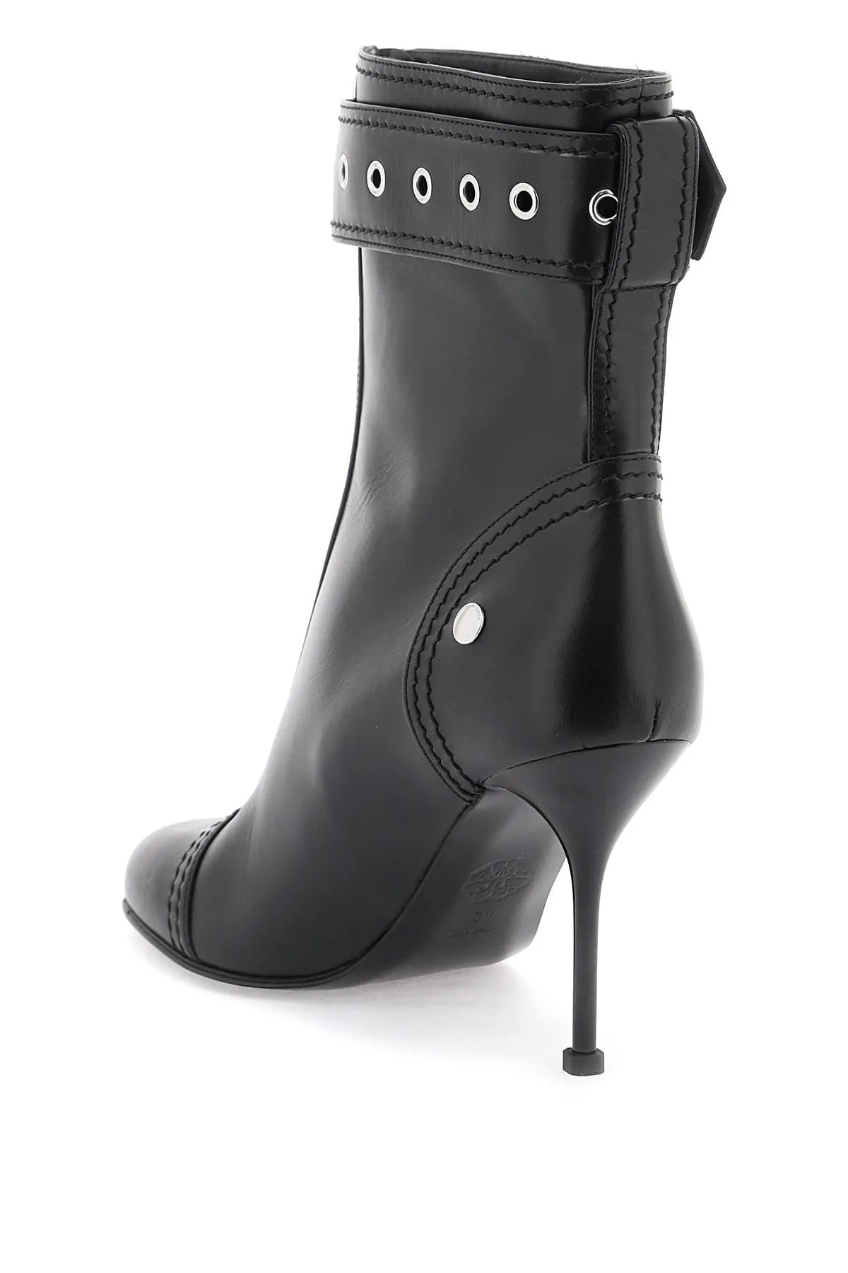 Alexander Mcqueen Leather Ankle Boots With Buckle (Size - 40)