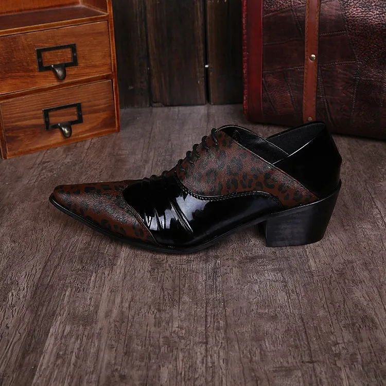 Animal Pattern Two Tones Pointed Men Oxfords