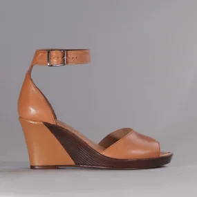 Ankle Strap Wedge Sandal in Tan - 12422