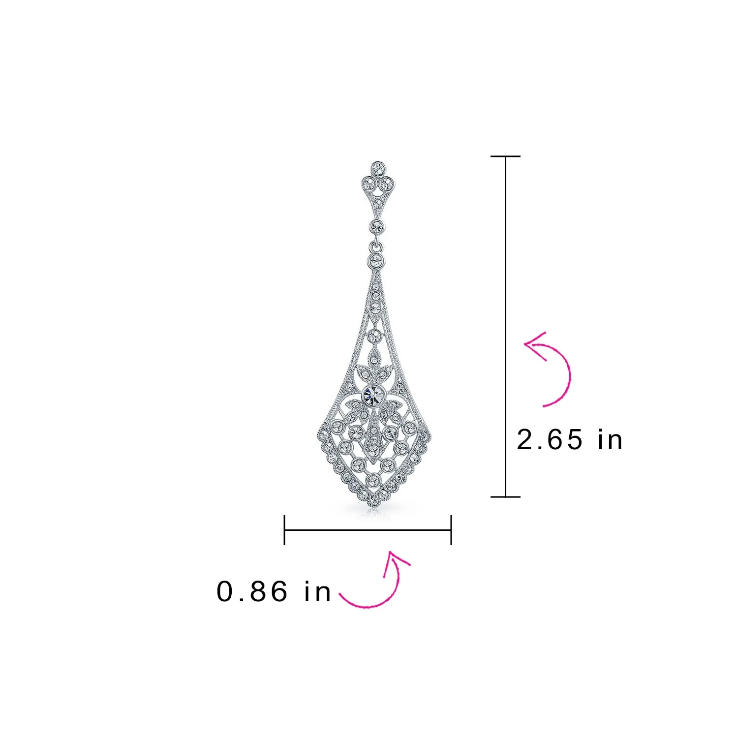 Art Deco Style Fan Teardrop Crystal Chandelier Statement Earrings