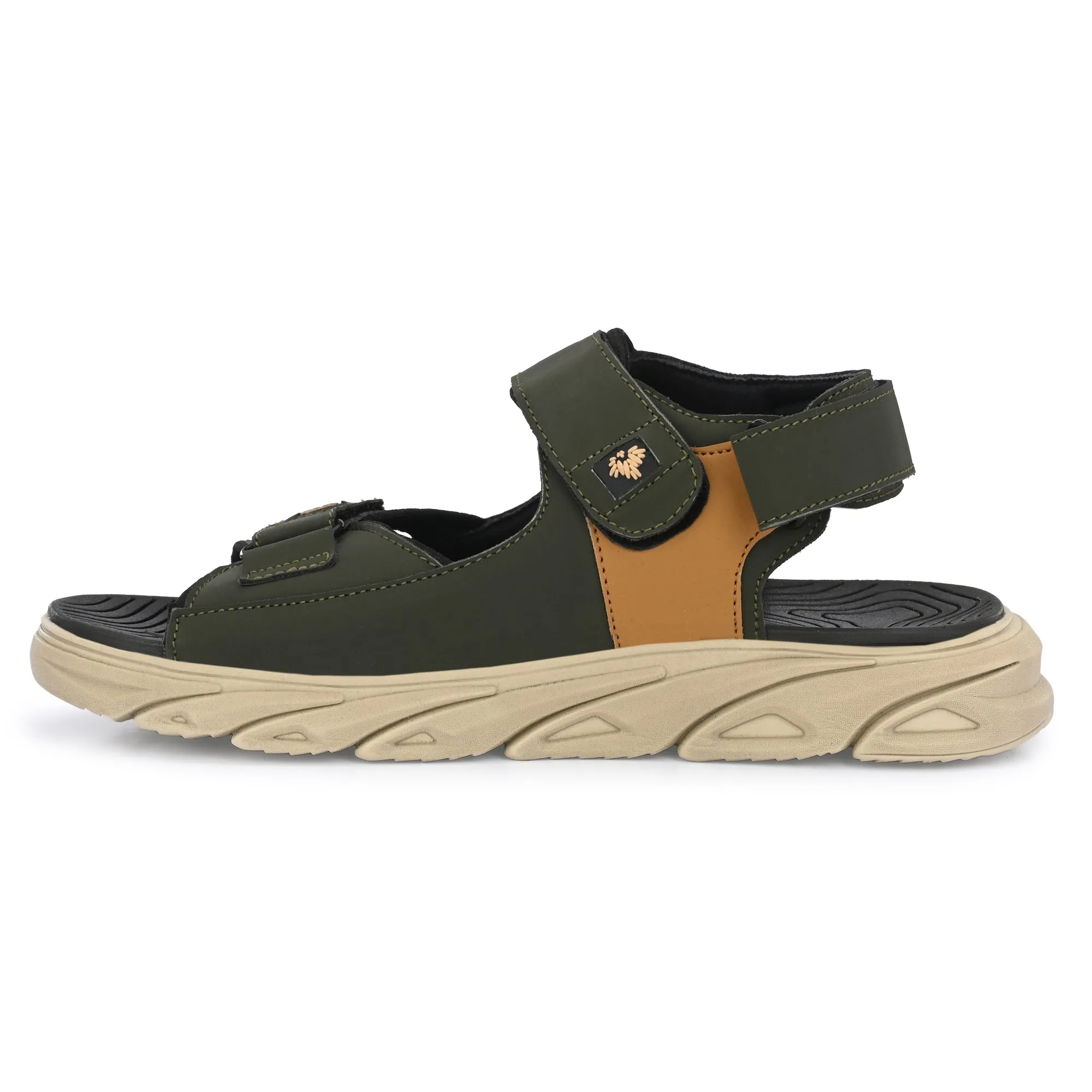 Attitudist Unisex Handcrafted Tan Strap Olive Casual Sandal