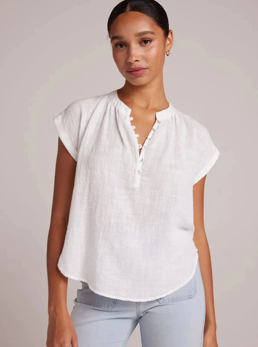 Bella Dahl Half Placket Cap Sleeve Pullover