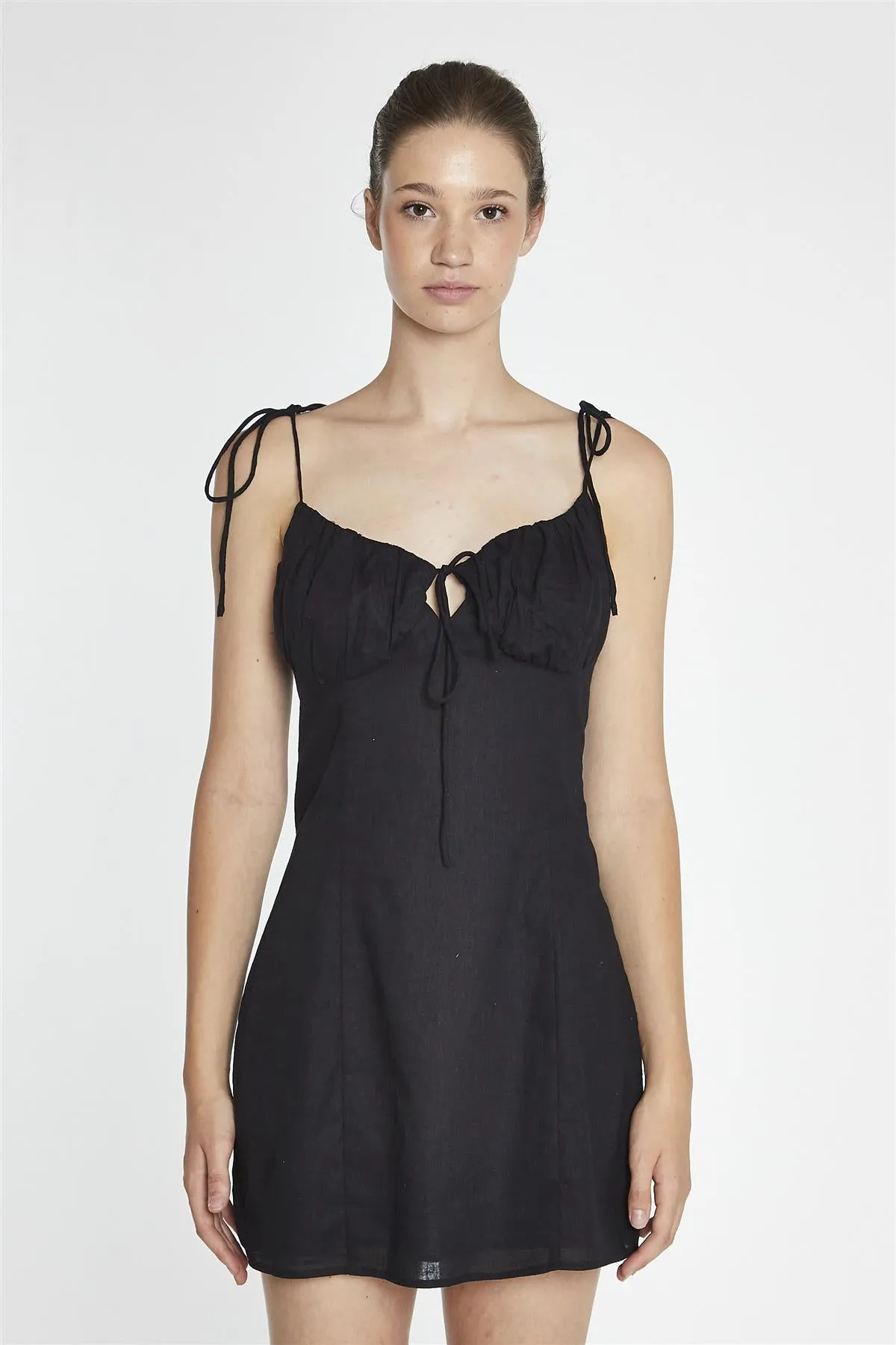 Black Strappy Milkmaid Mini-Dress