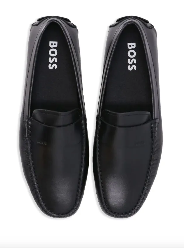 BOSS Noel logo-debossed leather loafers