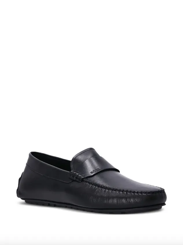 BOSS Noel logo-debossed leather loafers