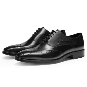 Brogue Wingtip Block Heel Derby for Men