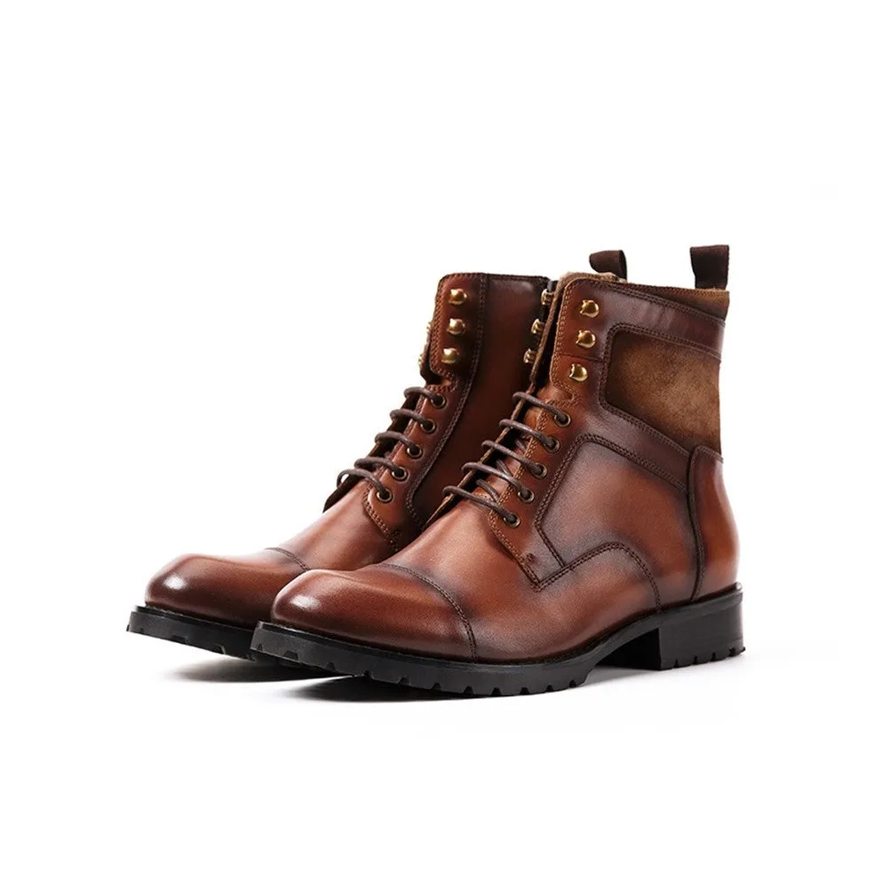 Captoe Lace Up Ankle Boots for Men