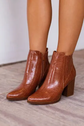 Carmen Tan Croc Booties