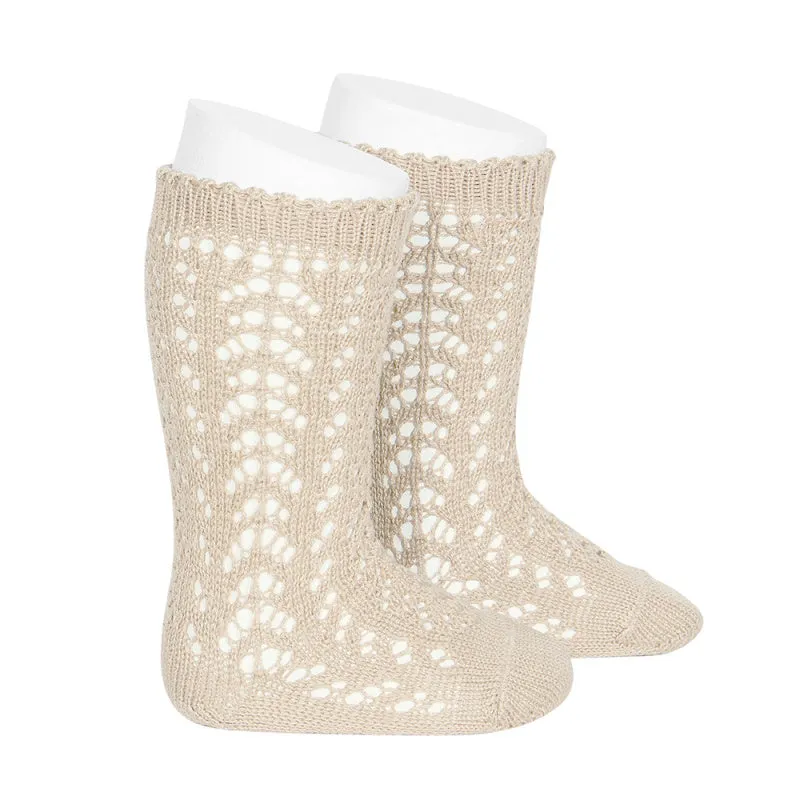 Condor Socks - Full Openwork, Knee High - Linen