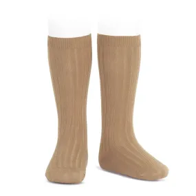 Condor Socks - Ribbed, Knee High - Camel