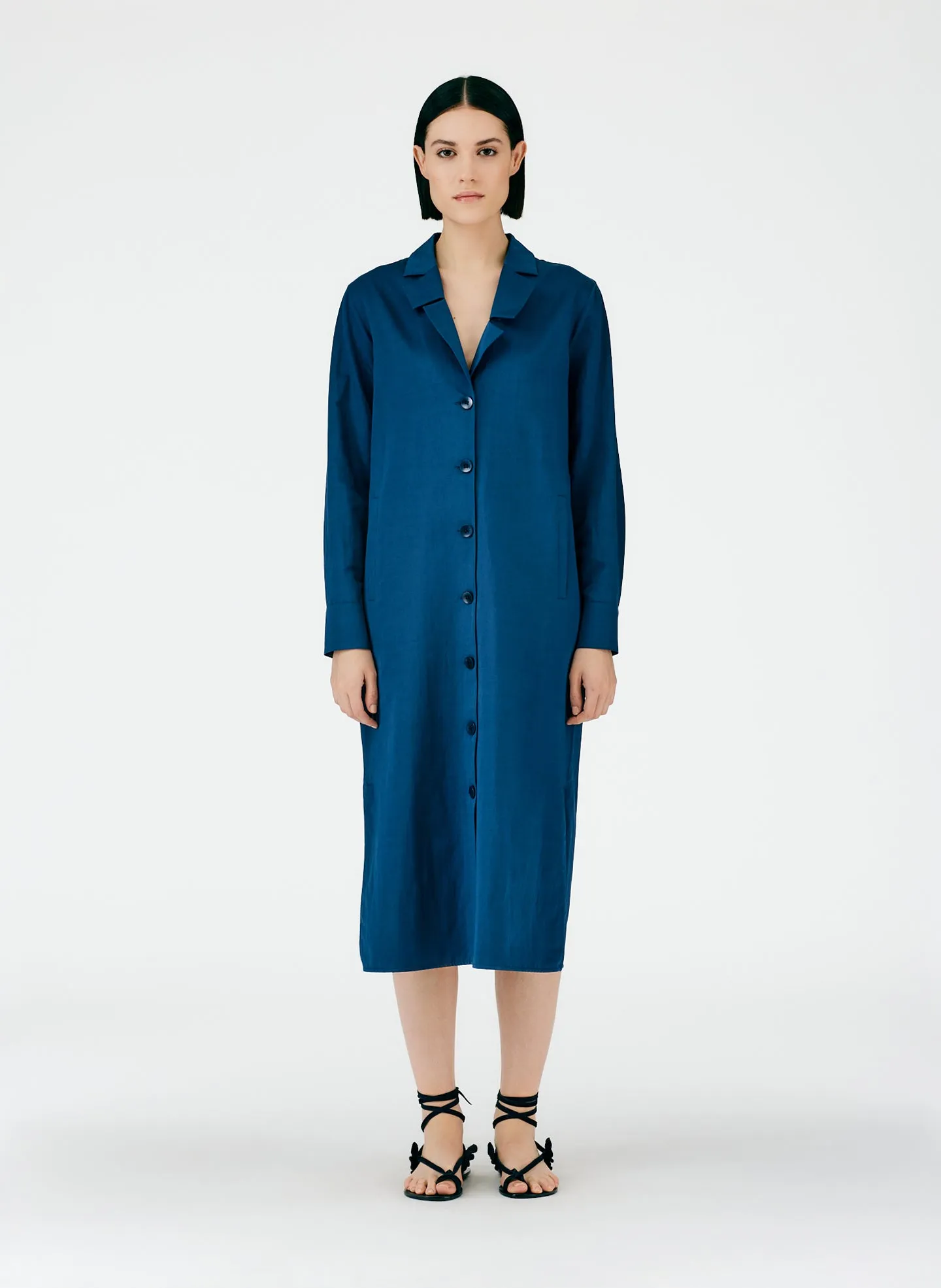 Cotton Linen Sateen Shirtdress