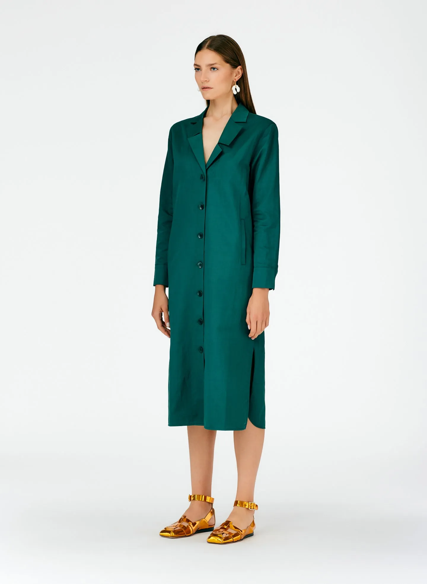 Cotton Linen Sateen Shirtdress