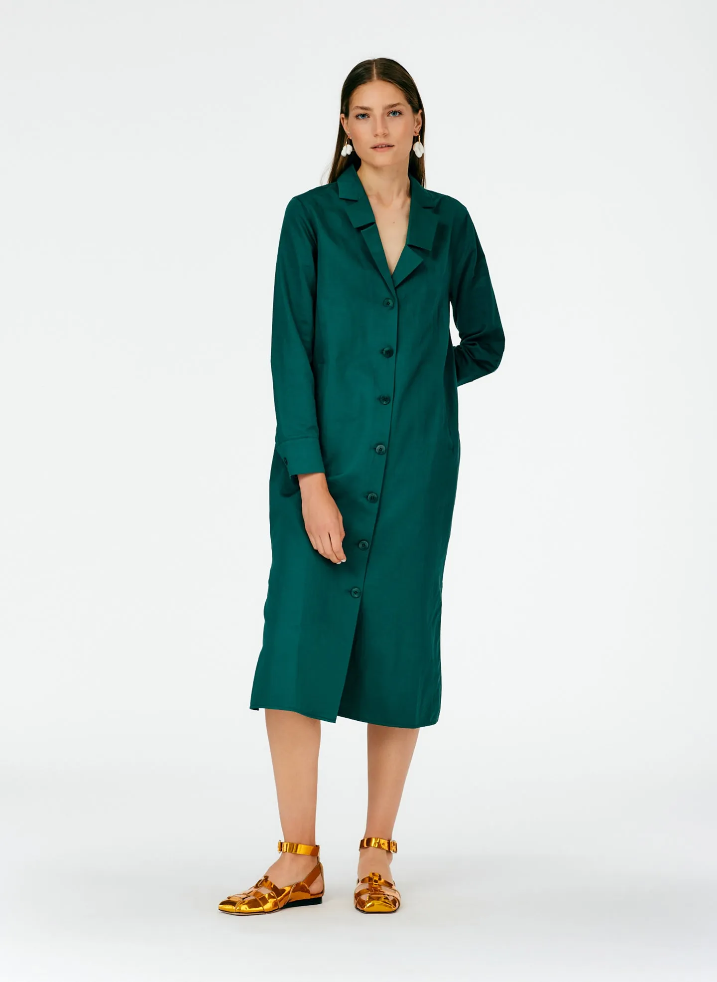 Cotton Linen Sateen Shirtdress