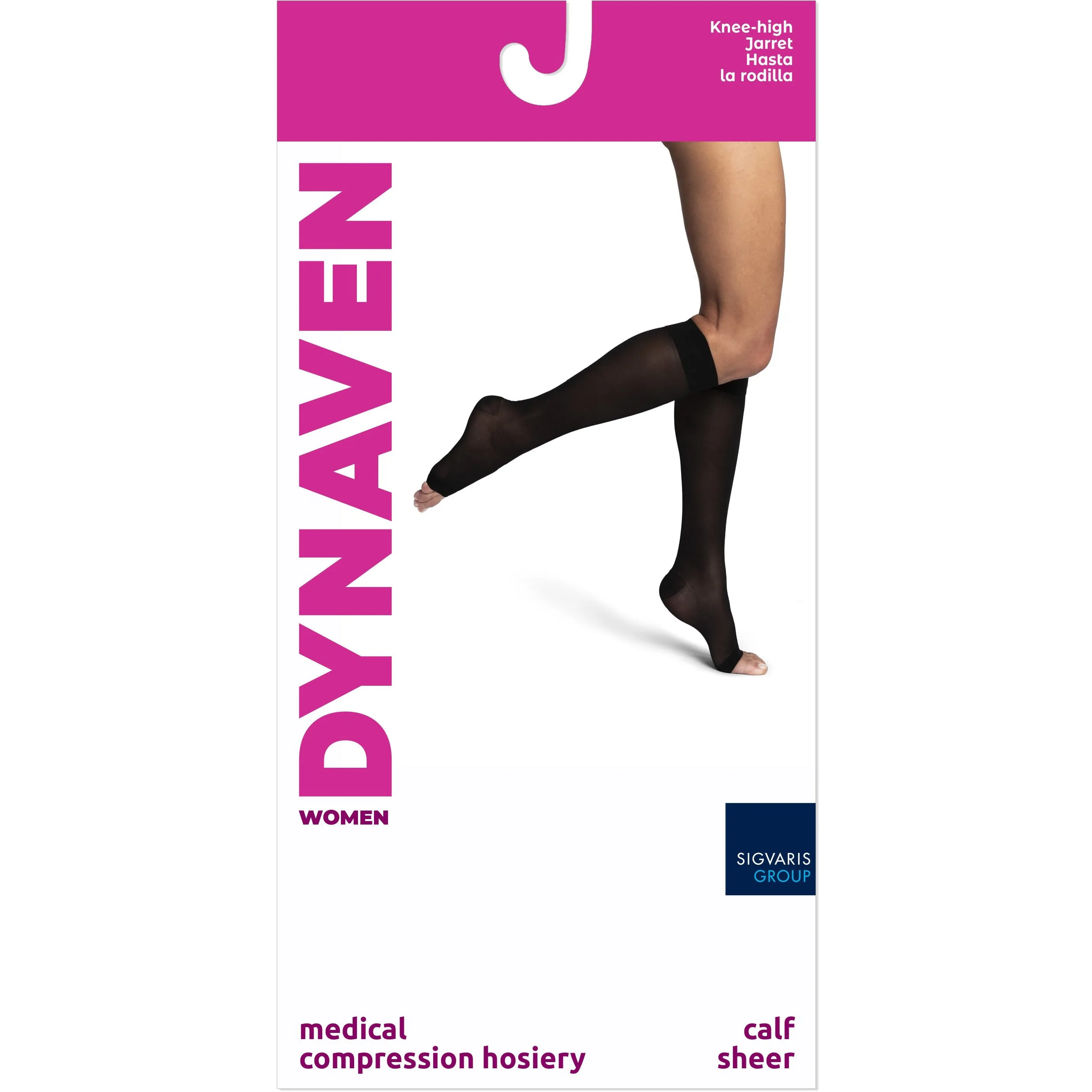 Dynaven Sheer Women's Knee High 15-20 mmHg, Open Toe