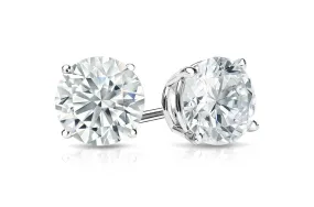 Earrings 1.41cts Natural Round Diamonds I I1 18kt Gold Studs