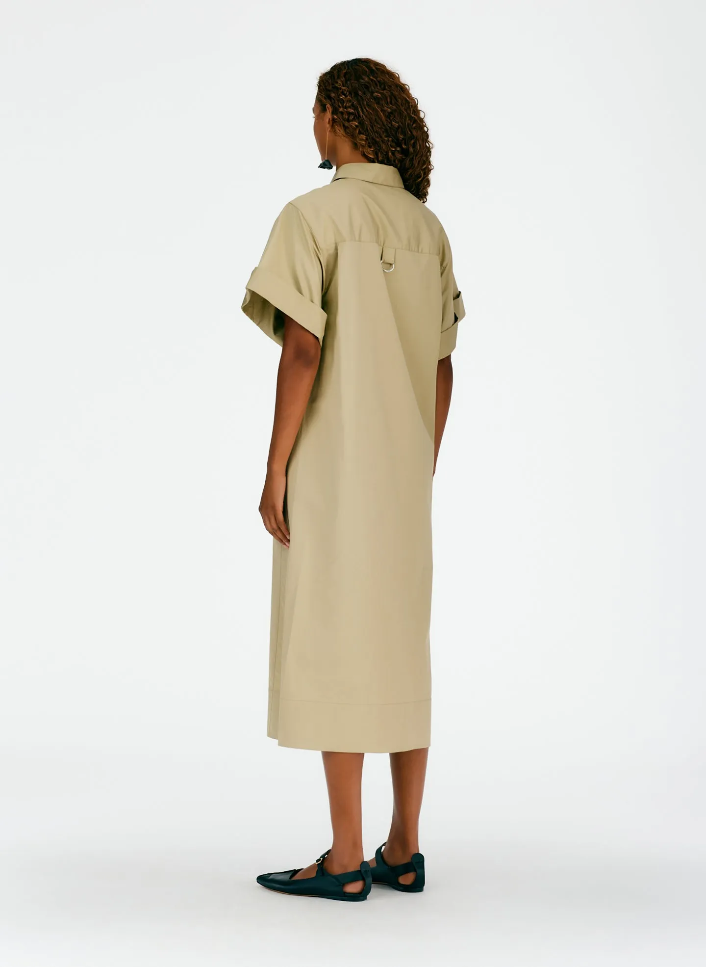 Eco Poplin Rolled Sleeve Shirtdress