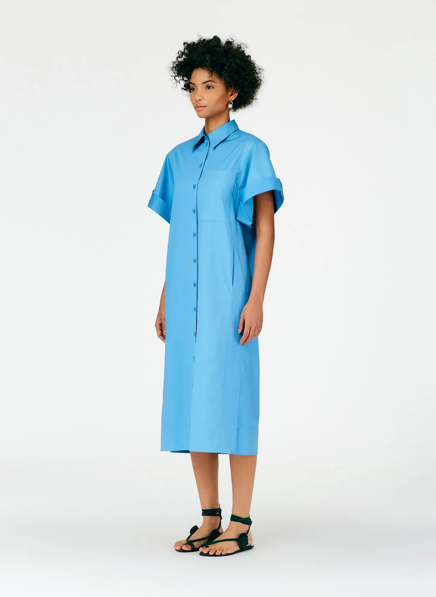 Eco Poplin Rolled Sleeve Shirtdress