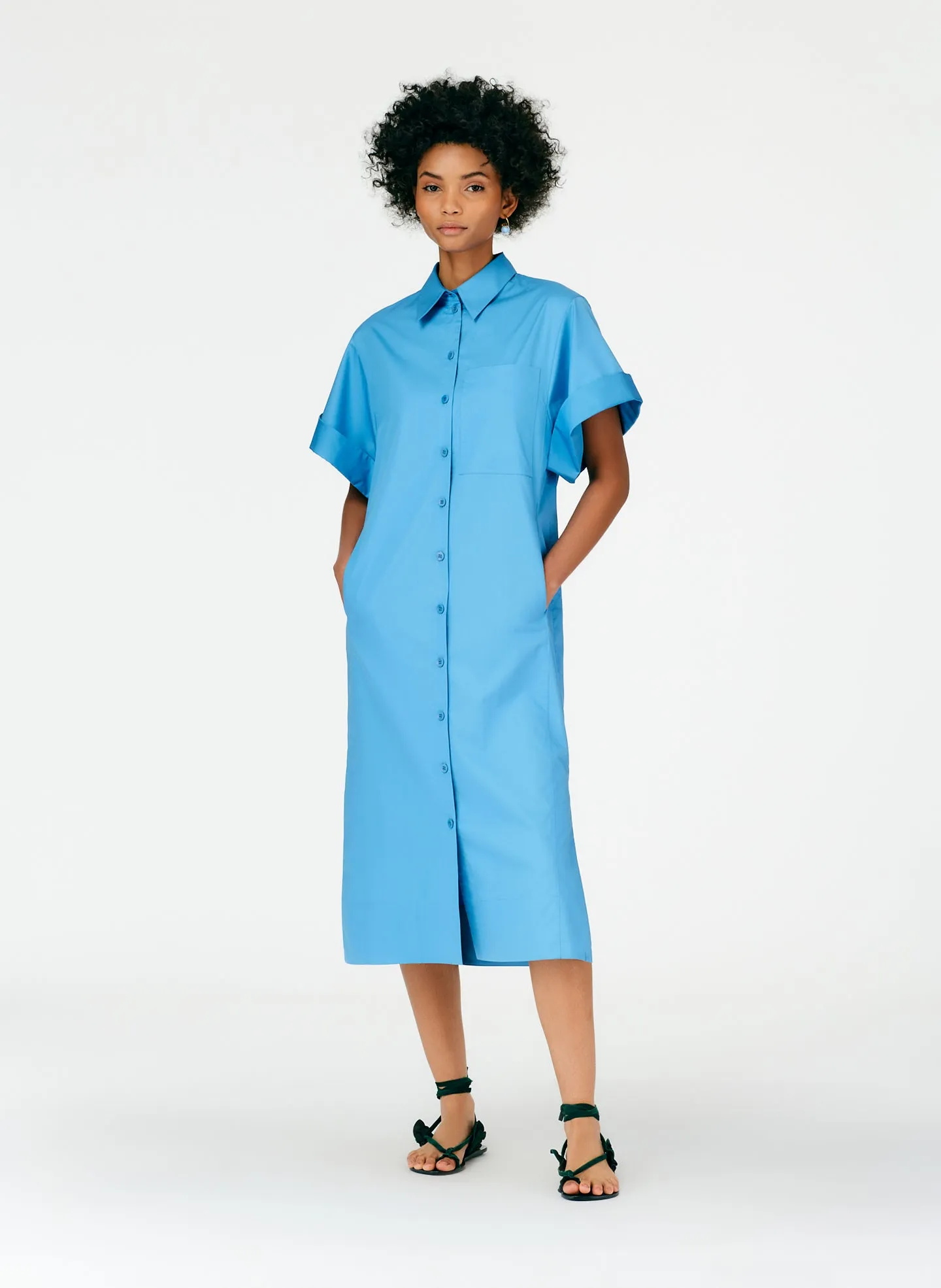 Eco Poplin Rolled Sleeve Shirtdress