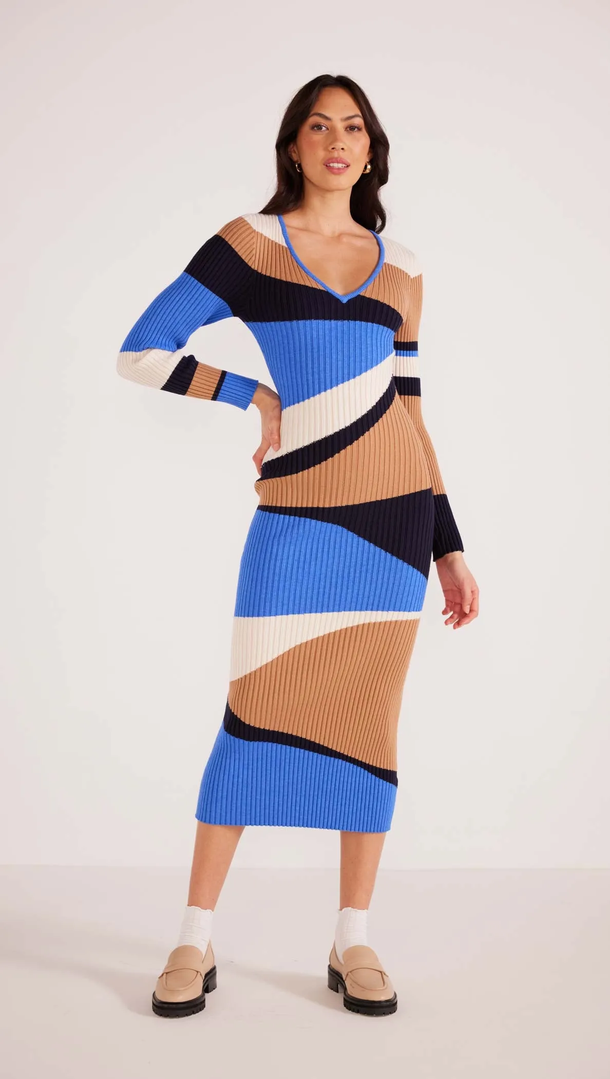 Edras Intarsia Knit Midi Dress