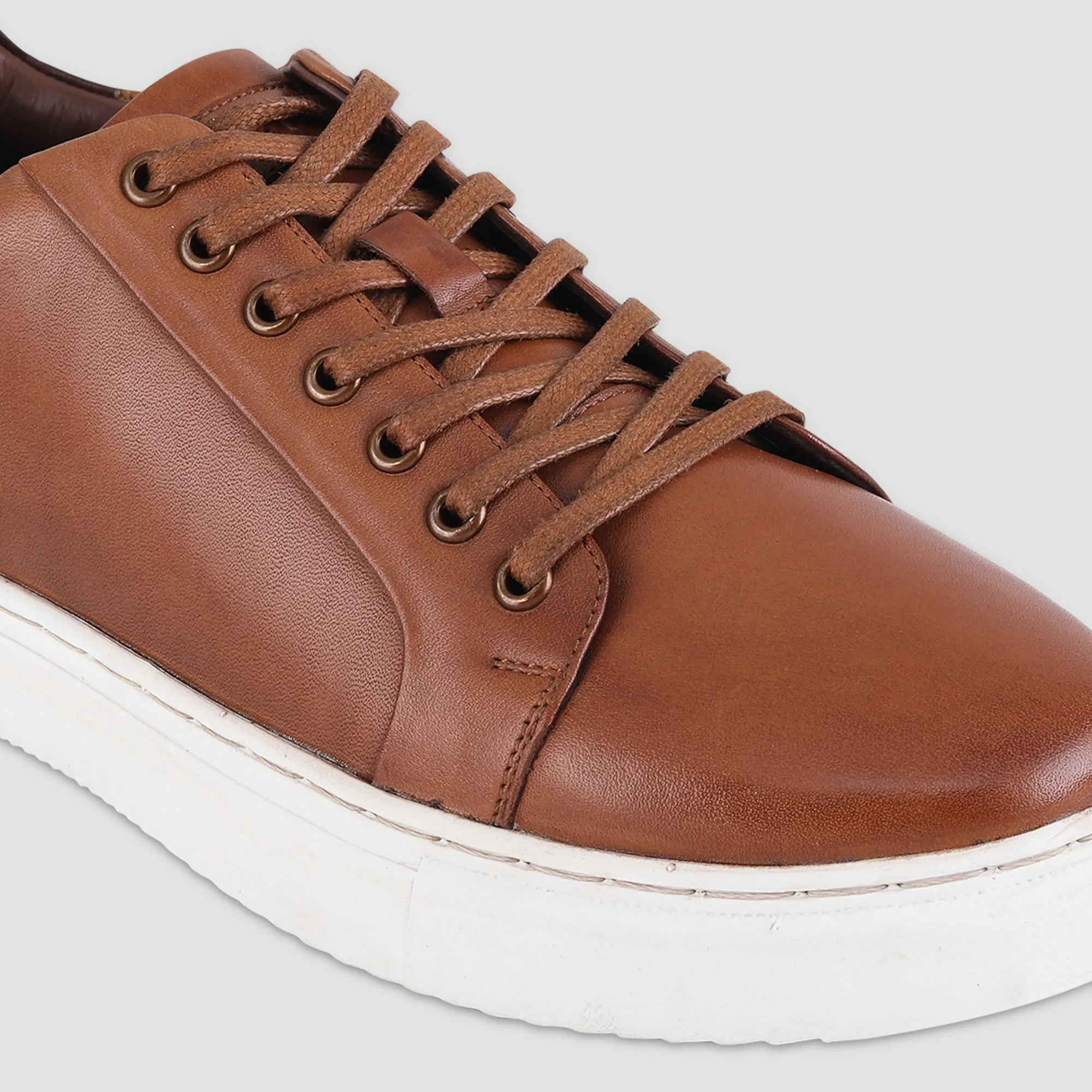 Ezok Tan Leather Sneaker For Men