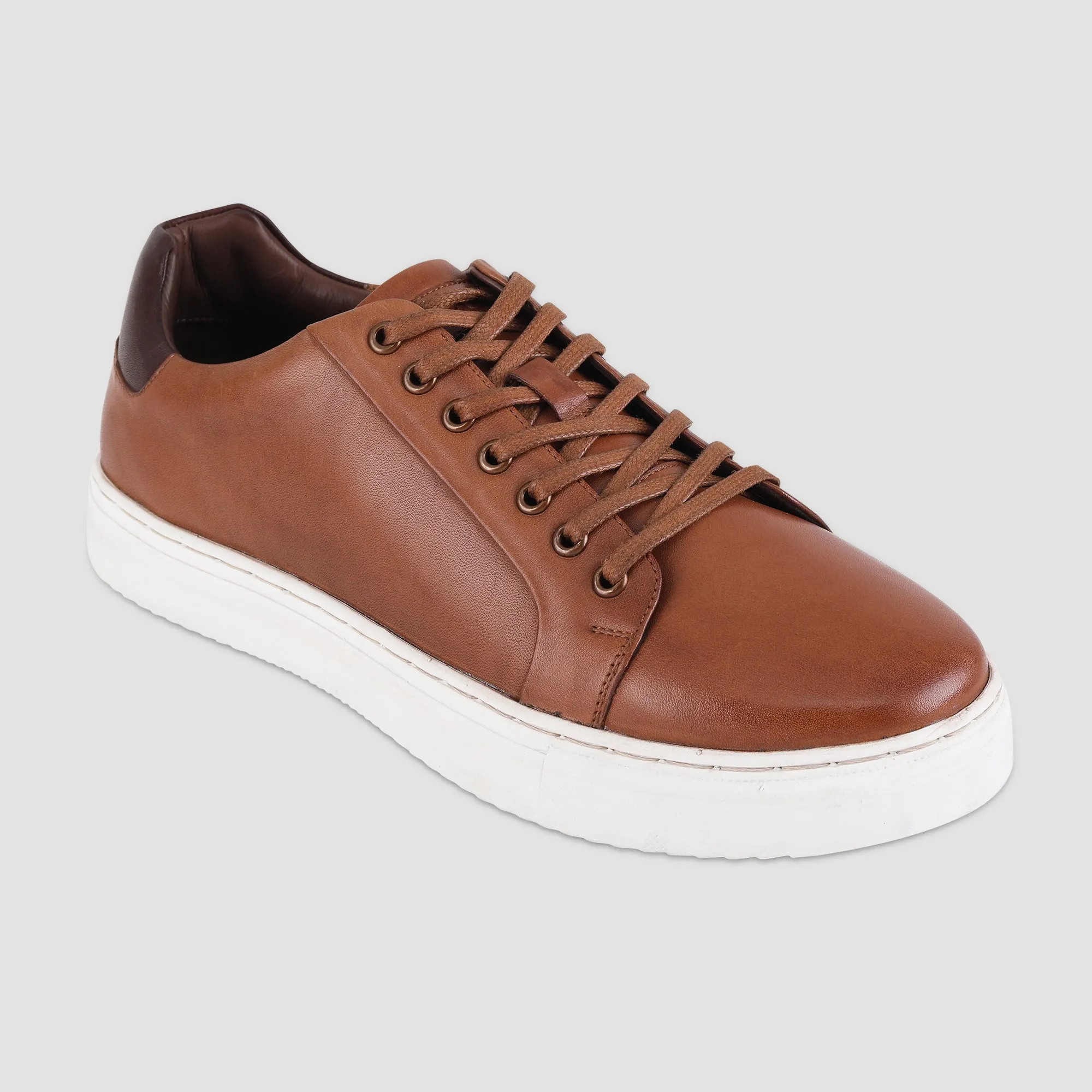 Ezok Tan Leather Sneaker For Men