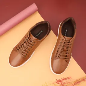 Ezok Tan Leather Sneaker For Men