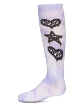 Girls' Tie Dye Graffiti Shapes Knee High Socks