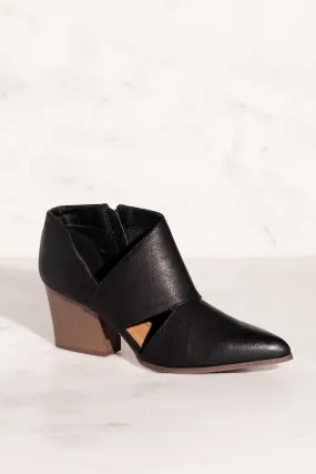 Groove With Me Black Cut-Out Pointed-Toe Booties