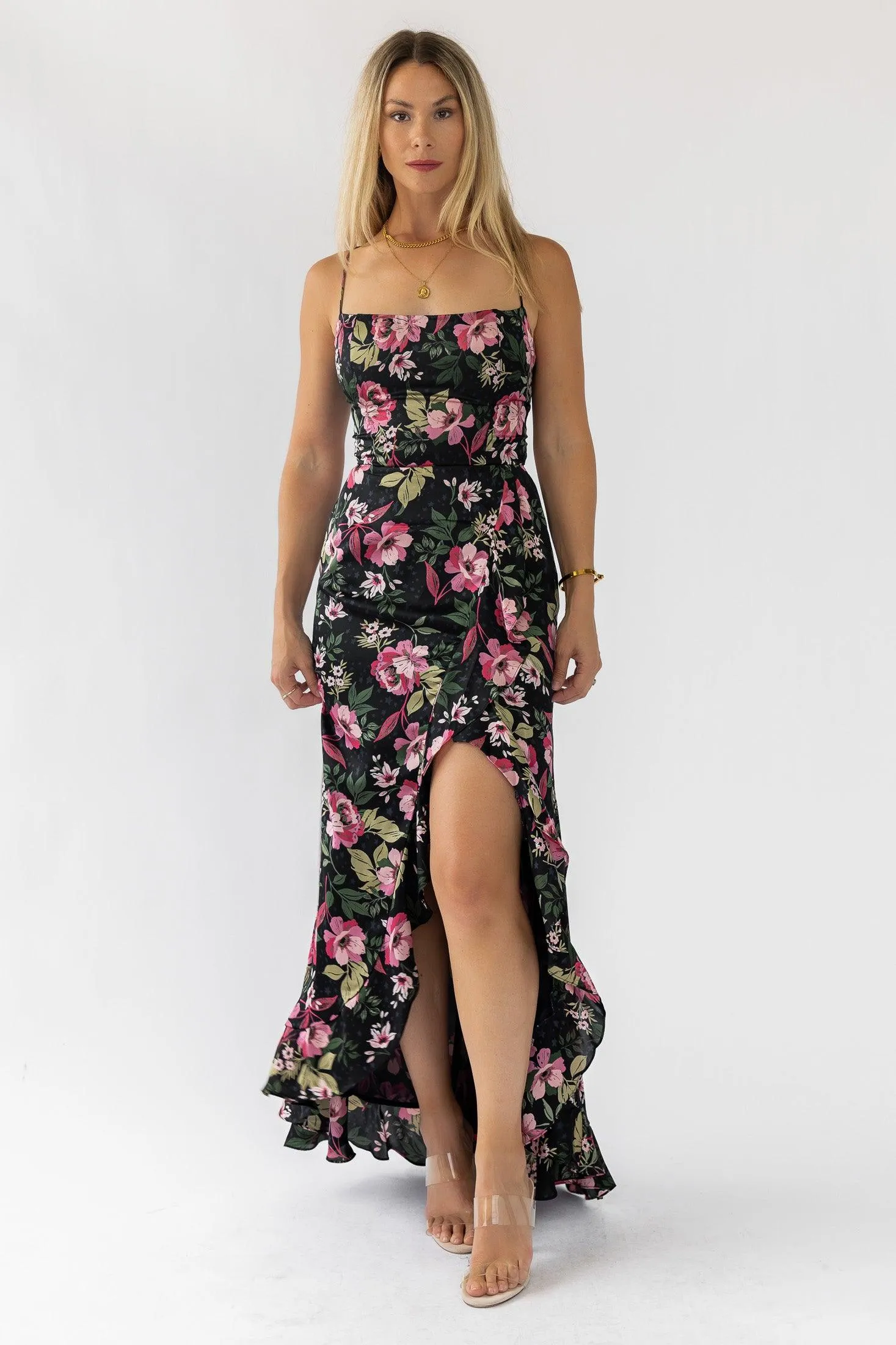 Hathaway Black Floral Maxi Dress