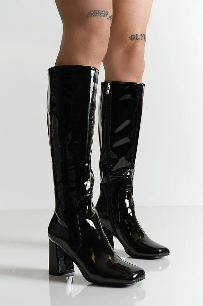 Hypnotize Calf Boots - Black Patent