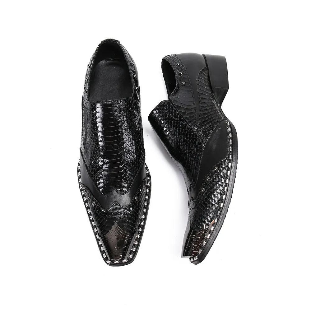 Imitation Snake Skin Oxfords for Men