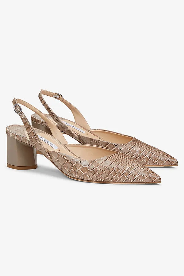 Irene Slingback - Embossed Croc :: Rosy Taupe