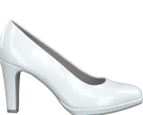 Marco Tozzi Ladies High Heel White Patent Court Shoe 22412-20 123