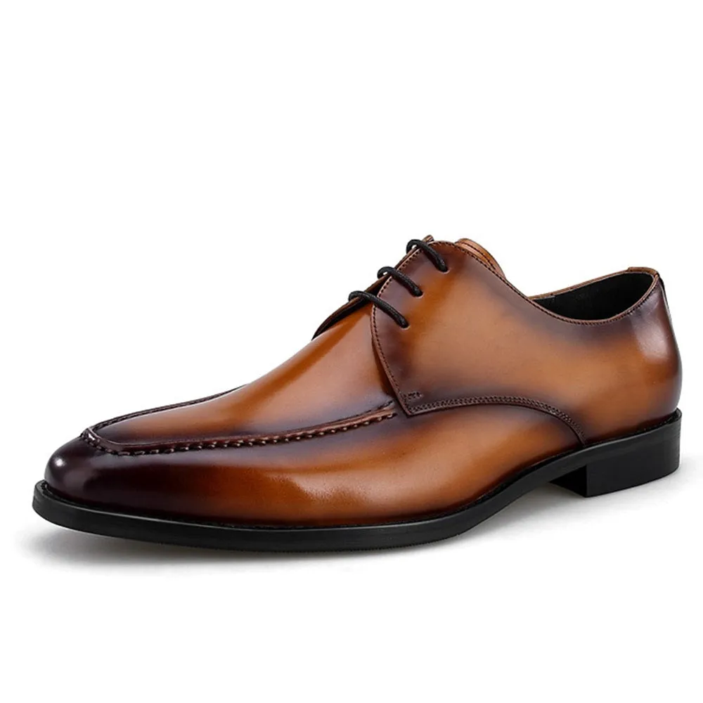 Men Lace Up Moccasion Toe Formal Shoes