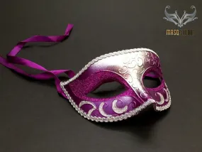 Men's Purple Silver Masquerade eye mask