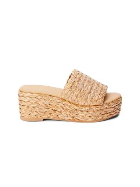 Peony Raffia Slide in Cognac