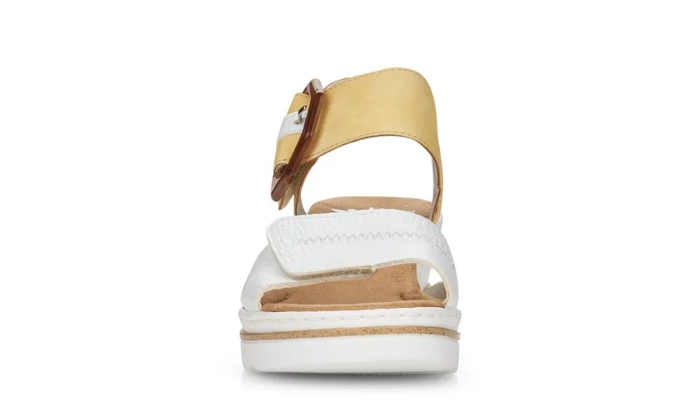 Rieker - Wedge Buckle Sandal Yellow & White