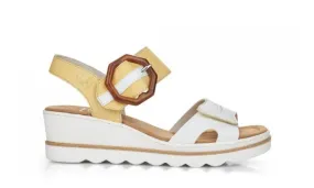 Rieker - Wedge Buckle Sandal Yellow & White