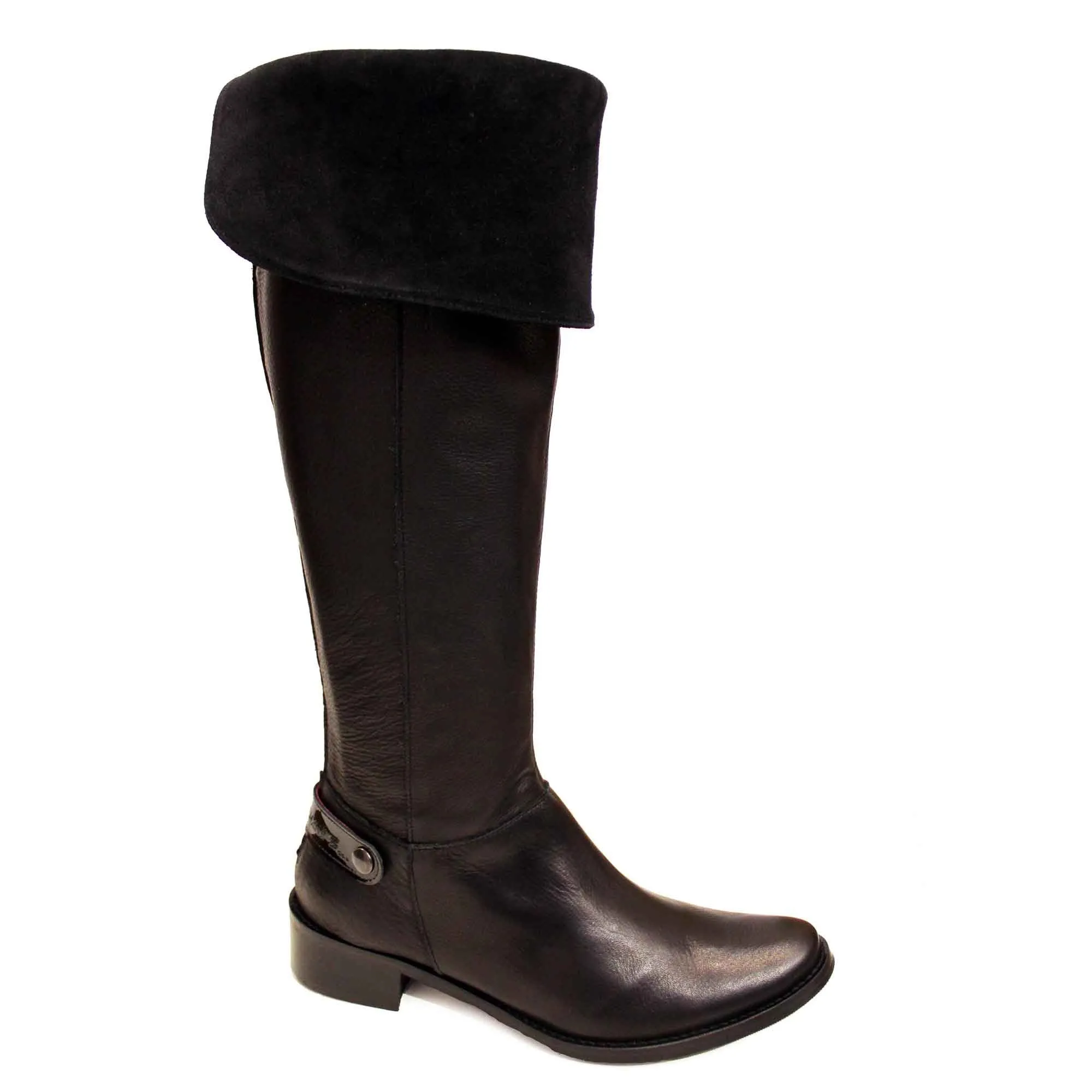 St Germaine - Black Leather long leg boot