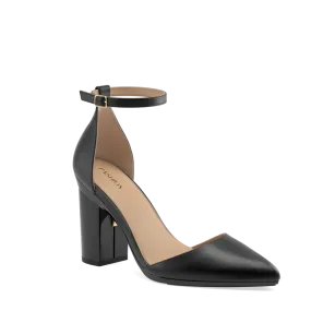 The D'Orsay Coal Satin   Block Heel Kit 4 Coal