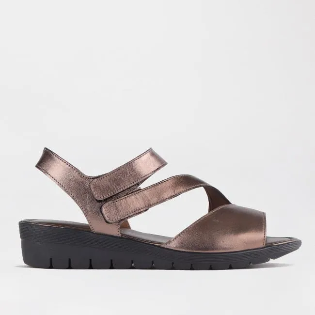 Velcro Sandal in Lead Metallic - 12538