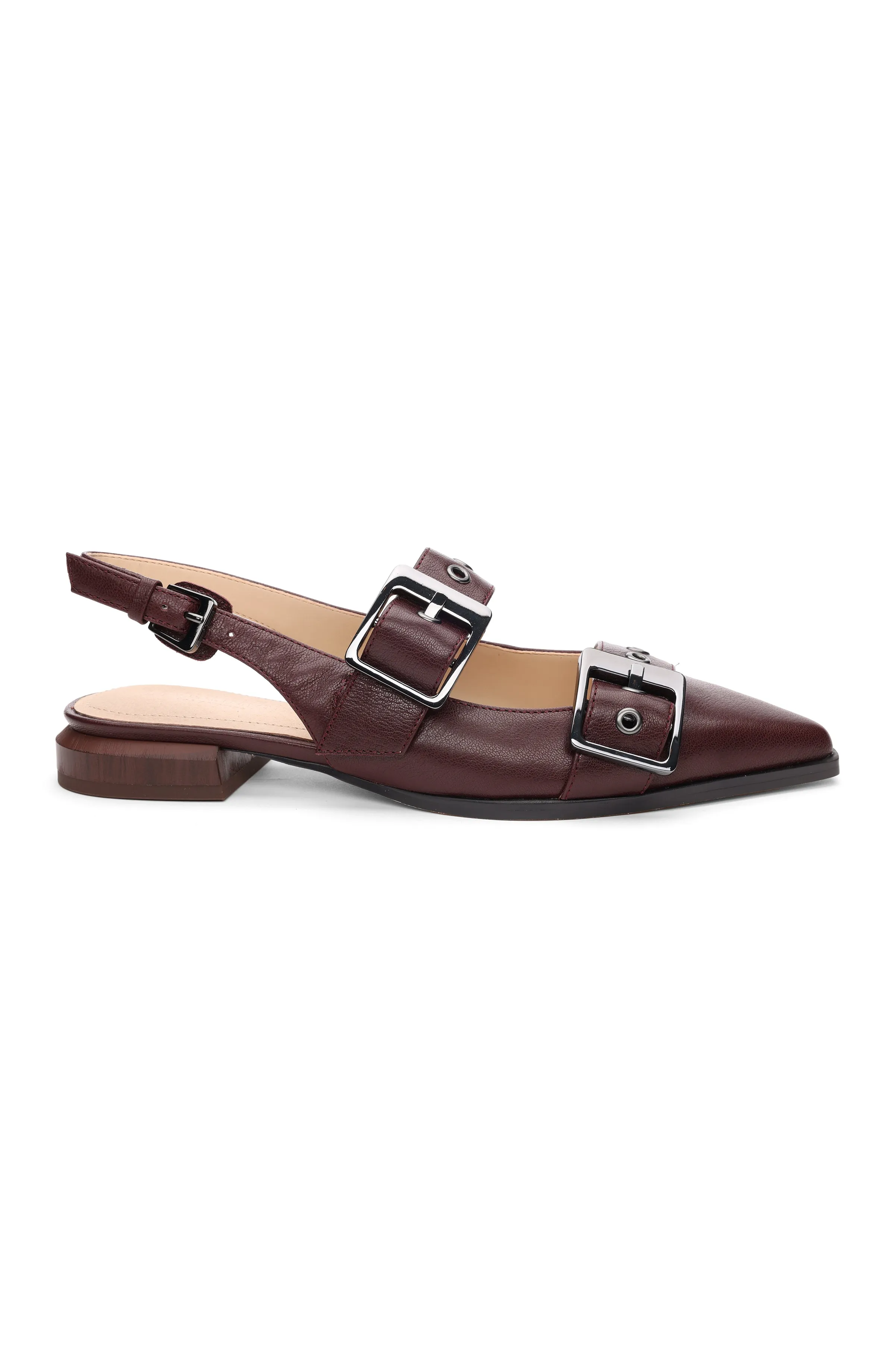 VILLA LEATHER SLINGBACK WITH DOUBLE BUCKLE