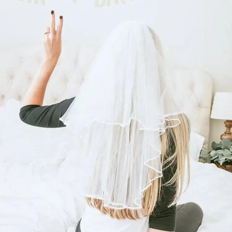 White Bridal Veil with Comb